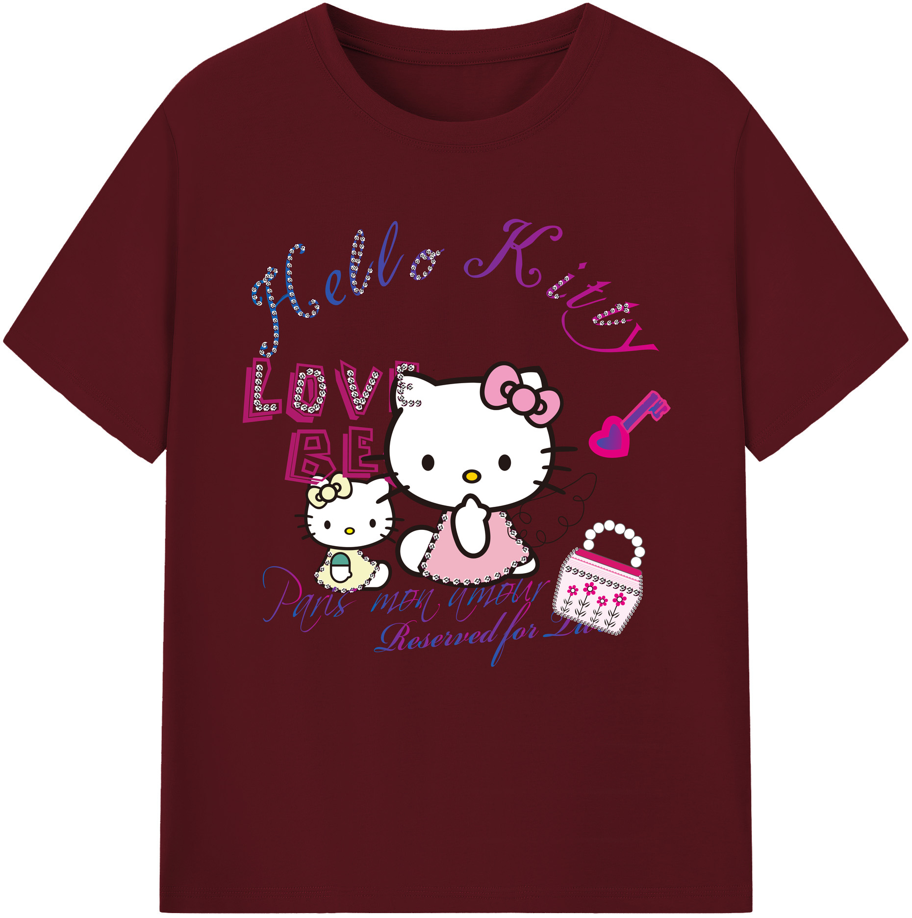 （画像用） Hello Kitty ハローキティ 綿100％半袖Tシャツ（フロントプリント）